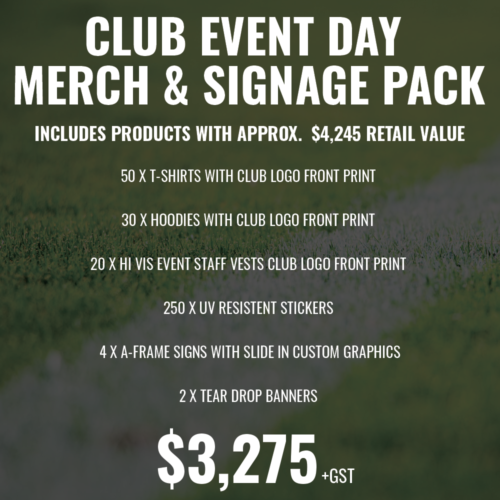 Club Event Day Merch & Signage Pack - 110+ Items! (RRP $4,245)