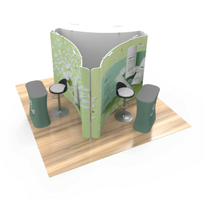 10ft Trade Show Island Booth with Curved Walls